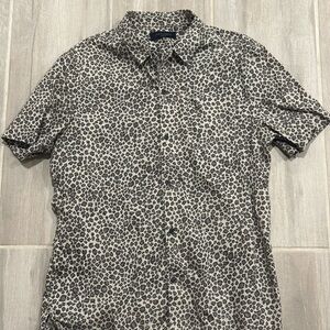 Men's All Saints Leopard Print Short Sleeve Shirt